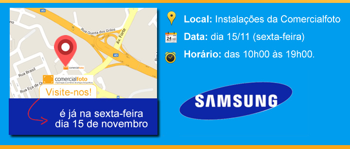 Mapa do evento Open House da Samsung, na Comercialfoto