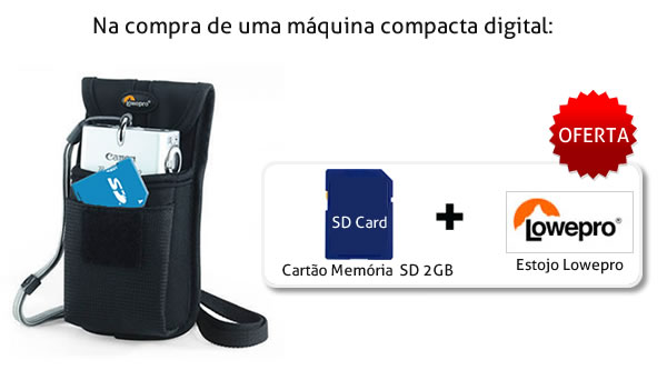 campanha comercialfoto oferta bolsa lowepro e cartão SD