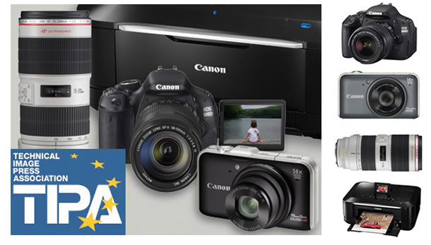 A Canon recebeu prémios nas categorias de DSLR, câmaras compactas, objectivas e impressoras