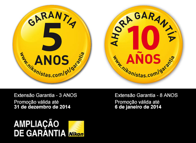Ampliação da Garantia, por um prazo de 3 ou 8 anos, a partir da data de caducidade da Garantia Nikon por 2 anos. Ampliação da Garantia, por um prazo de 3 ou 8 anos, a partir da data de caducidade da Garantia Nikon por 2 anos.